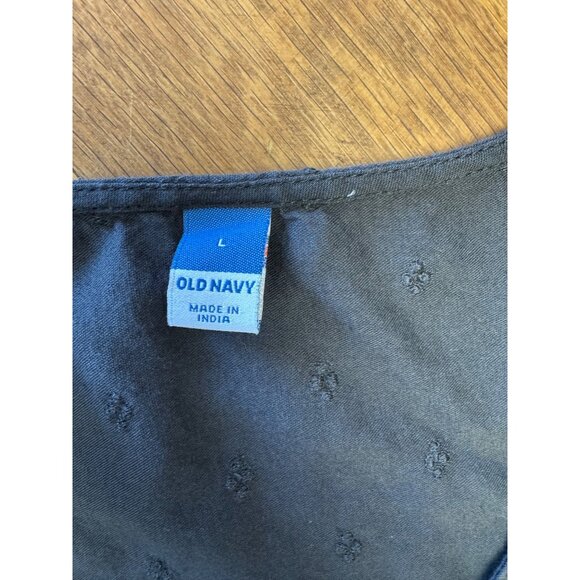 Old Navy Womens Blouse L Black Embroidered Long Sleeve V-Neck FlSoft Lightweight - Picture 4 of 8